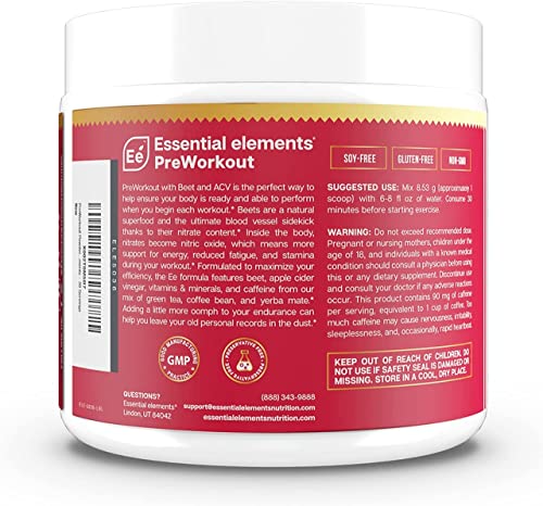 Essential Elements PreWorkout Powder with Beet Root & ACV | Superfood Energy Supplement Essential Elements uk supplements