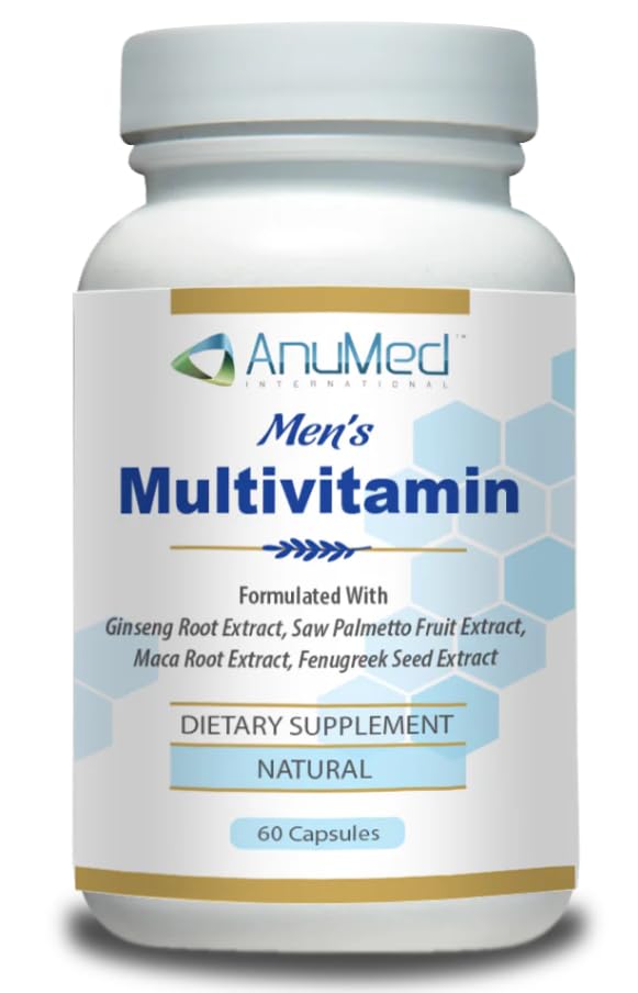 Men’s Multivitamin Supplement – Daily Energy, Immune & Heart Support – with Zinc, Magnesium, B12, CoQ10, Turmeric, Ginseng & More – 60 Vegetable Capsules – AnuMed AnuMed International uk supplements
