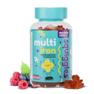 Squiggles Kids Multivitamin + Iron Gummies - Low Sugar Gummy Vitamins with Iron Supplements for Kids Squiggles uk supplements