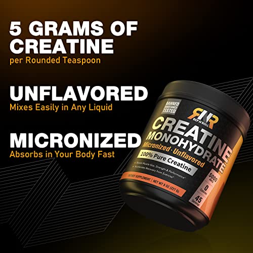 Rep N Roll Micronized Creatine Powder, 45 Serv., Creatine Monohydrate 5000 MG Rep N Roll uk supplements