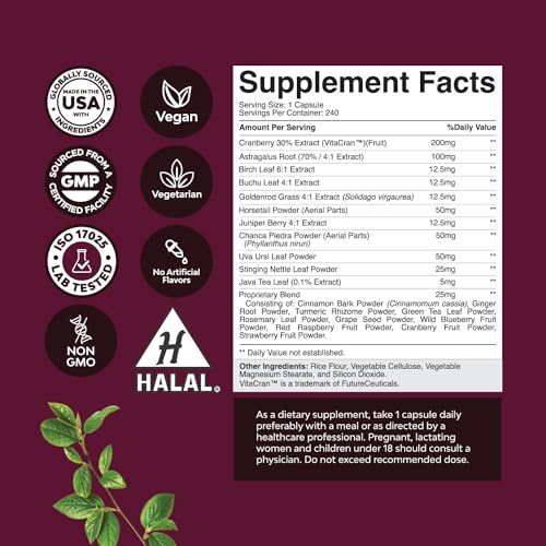 Kidney Support Cranberry Supplement for Women and Men - High Strength Kidney Natures Craft uk supplements