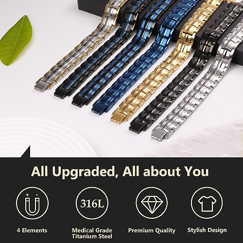 Feraco Mens Magnetic Bracelet Titanium Steel Magnetic Bracelet with Double Row 4 Elements Feraco uk supplements