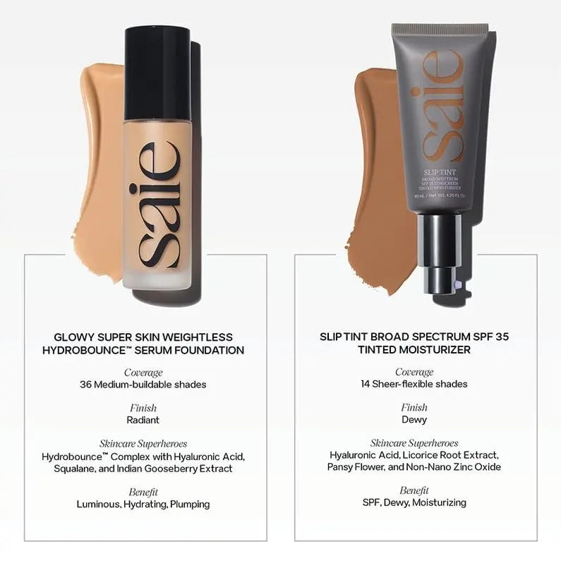 Saie Glowy Super Skin Tint Liquid Foundation - Weightless + Dewy Foundation with Lightweight Medium Coverage - Hydrating Face Makeup + Skin Care Serum Hybrid with Hyaluronic Acid - Shade 11 (1.01 oz) Saie uk supplements