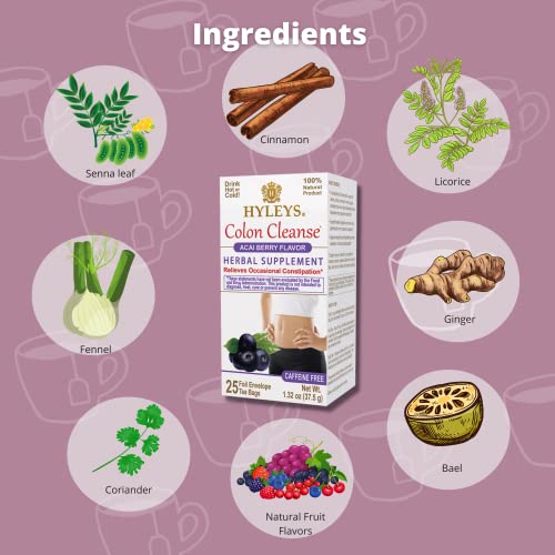 Hyleys Colon Cleanse Tea Acai Berry Flavor - 25 Tea Bags (12 Pack - 300 Tea Bags Total) HYLEYS uk supplements