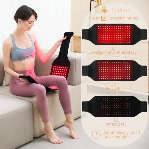 SUNNYOUNG Red Light Therapy Belt, Infrared Light Therapy Wrap Muscle Relaxing Belt with 120 LED Lights sunnyoung uk supplements