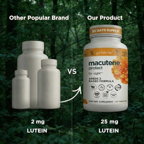 Macutene Protect Eye Vitamins for Macular Support Areds 2 with Lutein and Zeaxanthin Supplements (25mg/5mg) – Doctor Formulated Bilberry Supplement for Eyes, Lab Tested, Vegan (60 Capsules) Pristene uk supplements