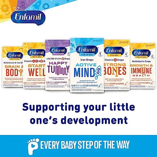 Enfamil Poly-Vi-Sol and Fer-in-Sol Iron Liquid Drop Multivitamin Supplements for Infants and Toddlers, 2x50 mL Dropper Bottle Enfamil Prenatals & Baby Vitamins uk supplements