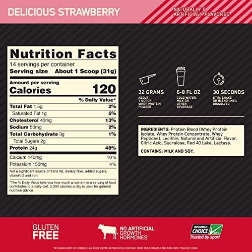 Optimum Nutrition Gold Standard 100% Whey Protein Powder, Strawberry, 1 Pound Optimum Nutrition uk supplements