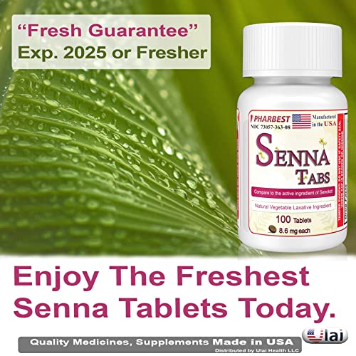 Senna Tablets 100 Ct. | Natural Vegetable Laxative [Made in USA] | Laxatives for Constipation Ulai uk supplements