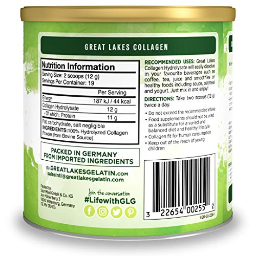 Great Lakes Gelatin Collagen Hydrolysate, Grass-Fed Bovine Hydrolysed Collagen Peptides Protein Powder Supplement, Unflavoured, 226g, Can Great Lakes Gelatin uk supplements