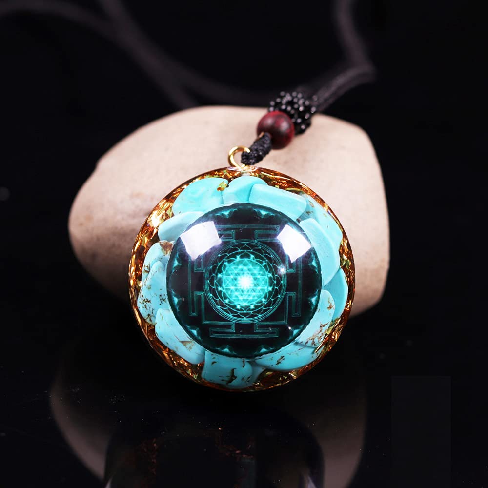 Day Day Up Turquoise Orgonite Pendant Healing Crystal jewelry Orgone Yoga Necklace Reiki Spiritual Day Day Up uk supplements