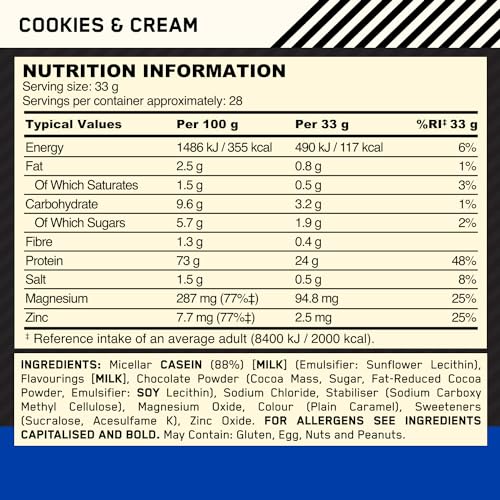 Optimum Nutrition Gold Standard 100% Casein Slow Digesting Protein Powder with Zinc Optimum Nutrition uk supplements