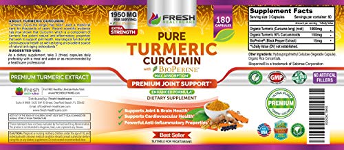 Turmeric Curcumin with BioPerine 1950mg - Natural Joint & Healthy Inflammatory FRESH HEALTHCARE uk supplements