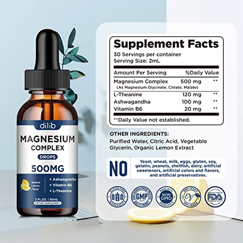 (2 Pack) Magnesium Glycinate, Citrate, Malate Liquid Drops-Triple Magnesium Complex dilib uk supplements