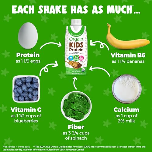 Orgain Organic Kids Nutritional Protein Shake, Chocolate - Kids Snacks with 8g Dairy Orgain uk supplements