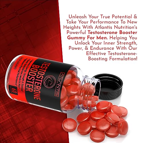 Testosterone Booster For Men Gummies - Enhances Strength & Stamina - Optimizes Physical Atlantis Nutrition uk supplements