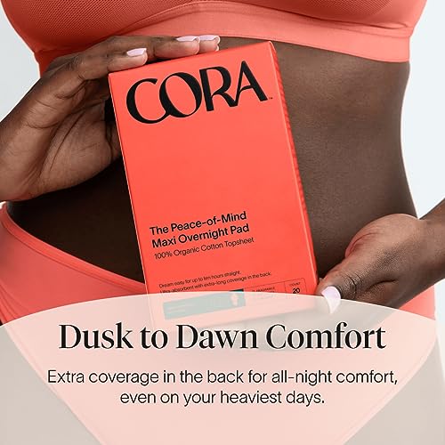 Cora Organic Cotton Topsheet Maxi Pads | Ultra Thin Period Pads with Wings | Maxi Overnight Cora uk supplements