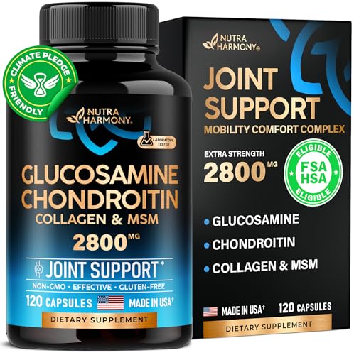 Glucosamine | Chondroitin | MSM | Collagen - 2800 mg Joint Support Supplement NUTRAHARMONY uk supplements