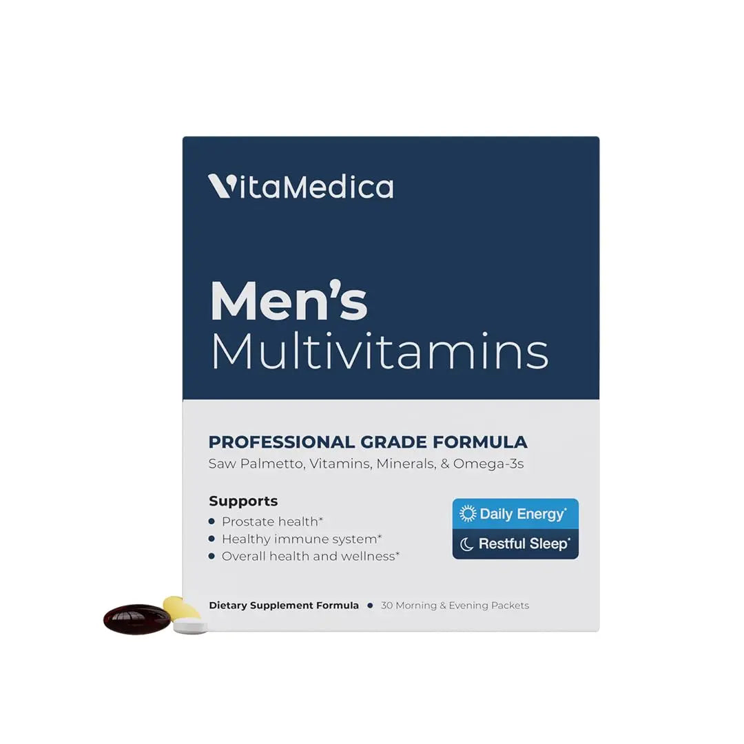 VitaMedica Men’s Multivitamin with Prostate Health Support | Vitamins, Minerals, Omega3s and Saw Palmetto | Box of 30 Easy Daily Packs | VitaMedica uk supplements
