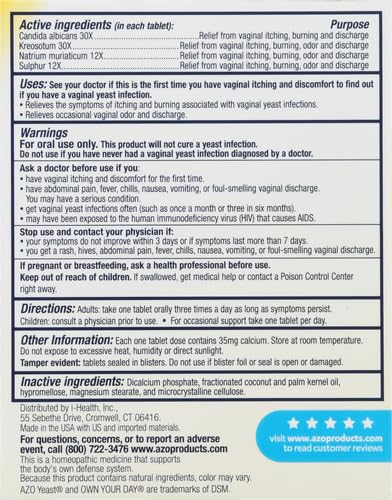 AZO Yeast Plus Dual Relief Tablets, Yeast Infection and Vaginal Symptom Relief, Relieves Itching & Burning AZO uk supplements