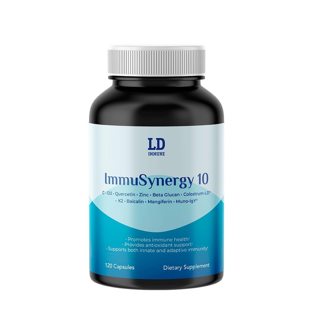 Colostrum-LD ImmuSynergy 10 Capsules - 120 Count-Immune Fortifying Ingredients - Vitamin C, D3, Zinc, Beta Glucan, Quercetin GastroDefense uk supplements