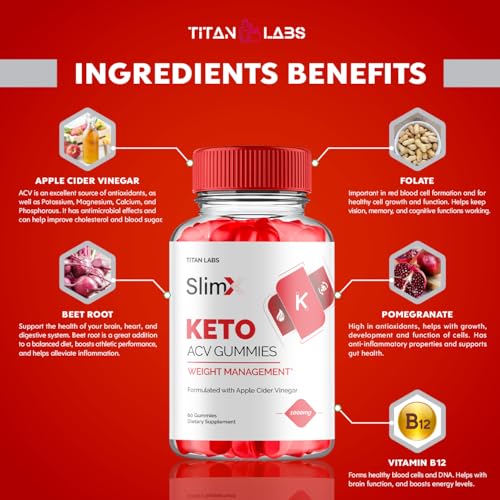 (3 Pack) SlimX Keto ACV Gummies, SlimX Keto ACV Advanced Weight Loss 1000MG Apple Titan Labs uk supplements