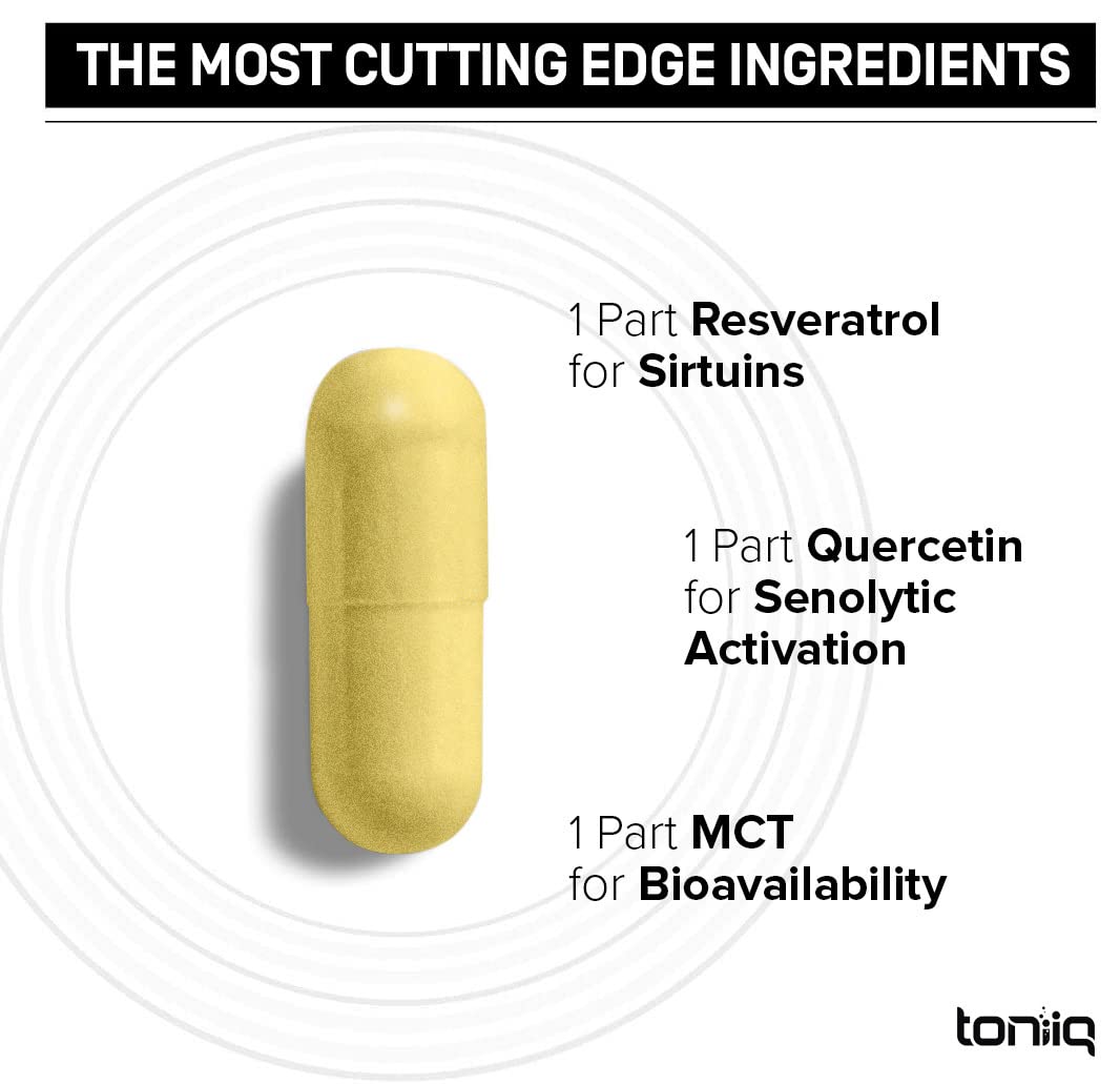 Toniiq 1600mg Resveratrol Blend - Ultra High Purity and 3rd Party Tested - with MCT Toniiq uk supplements