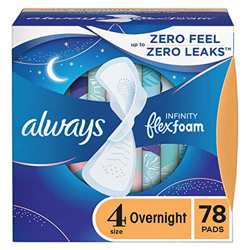 Always Infinity Feminine Pads For Women, Size 4 Overnight Absorbency, Multipack, With Flexfoam Always uk supplements