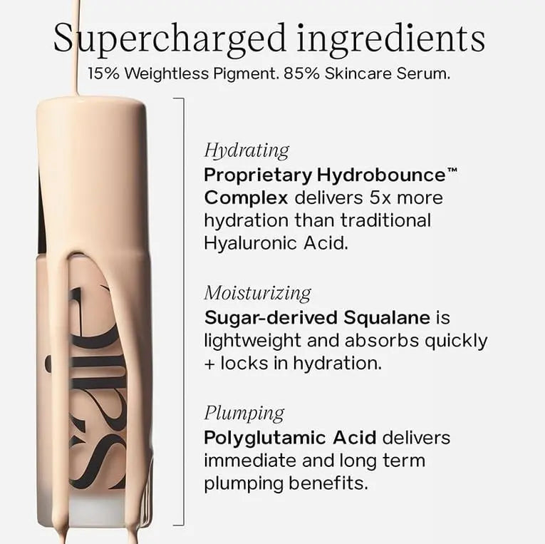 Saie Glowy Super Skin Tint Liquid Foundation - Weightless + Dewy Foundation with Lightweight Medium Coverage - Hydrating Face Makeup + Skin Care Serum Hybrid with Hyaluronic Acid - Shade 11 (1.01 oz) Saie uk supplements