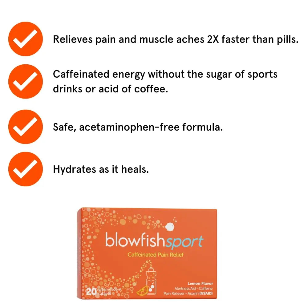 Blowfish Sport | 4 Pack | Pain Relief for Athletes | Eases Sore Muscles | Boosts Energy | Effervescent Formula Works Fast | Perfect for Morning Workouts Blowfish uk supplements