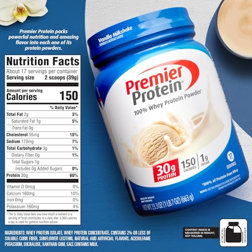 Premier Protein Powder, Vanilla Milkshake, 30g Protein, 1g Sugar, 100% Whey Protein Premier Protein uk supplements