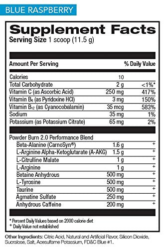 Rivalus Powder Burn 2.0 Pre Workout Supplement, Blue Raspberry, 0.89 Pounds Rivalus uk supplements