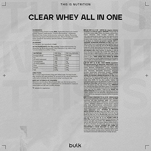 Bulk Clear Whey All in One, Protein Powder Shake, Blue Raspberry, 500 g Bulk uk supplements