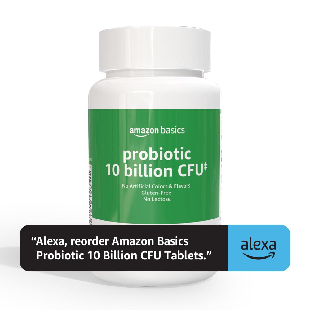 Amazon Basics Daily Probiotic, 10 Billion Active Cultures, Supporting Digestive and Intestinal Health, Capsule, 60 Count, Two Month Supply Amazon Basics uk supplements