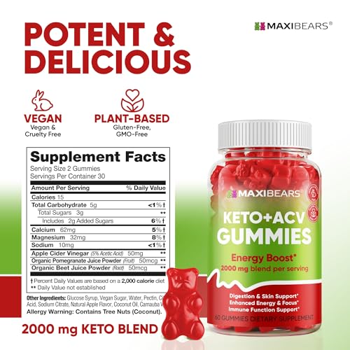 Keto Gummies - Delicious Low-Carb Snack to Boost Ketosis, Metabolism & Energy MAXIBEARS uk supplements