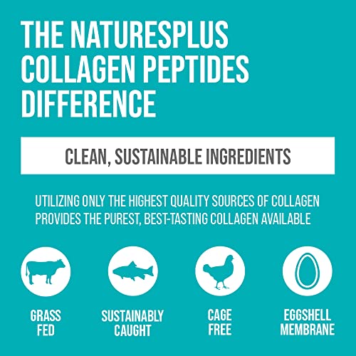 NaturesPlus Collagen Peptides Capsules - Premium Hydrolysed Collagen Supplement Type I, II, III, IV, V and X - Non-GMO, Gluten Free - 90 Capsules Nature's Plus uk supplements