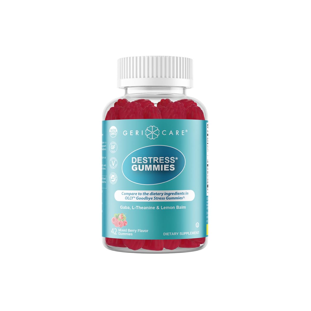 GeriCare DeStress Gummies with GABA, L-Theanine & Lemon Balm Mixed Berry Flavor – 42 Count – Supports Relaxation & Mental Clarity – Non-GMO, Gluten-Free, Vegan GeriCare uk supplements