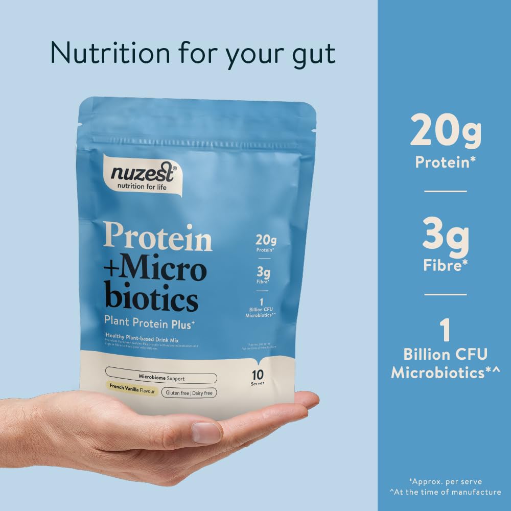 Nuzest - Protein + Microbiotics – Gut Health - Plant Protein Powder - French Vanilla, 300g (10 Servings) Nuzest uk supplements