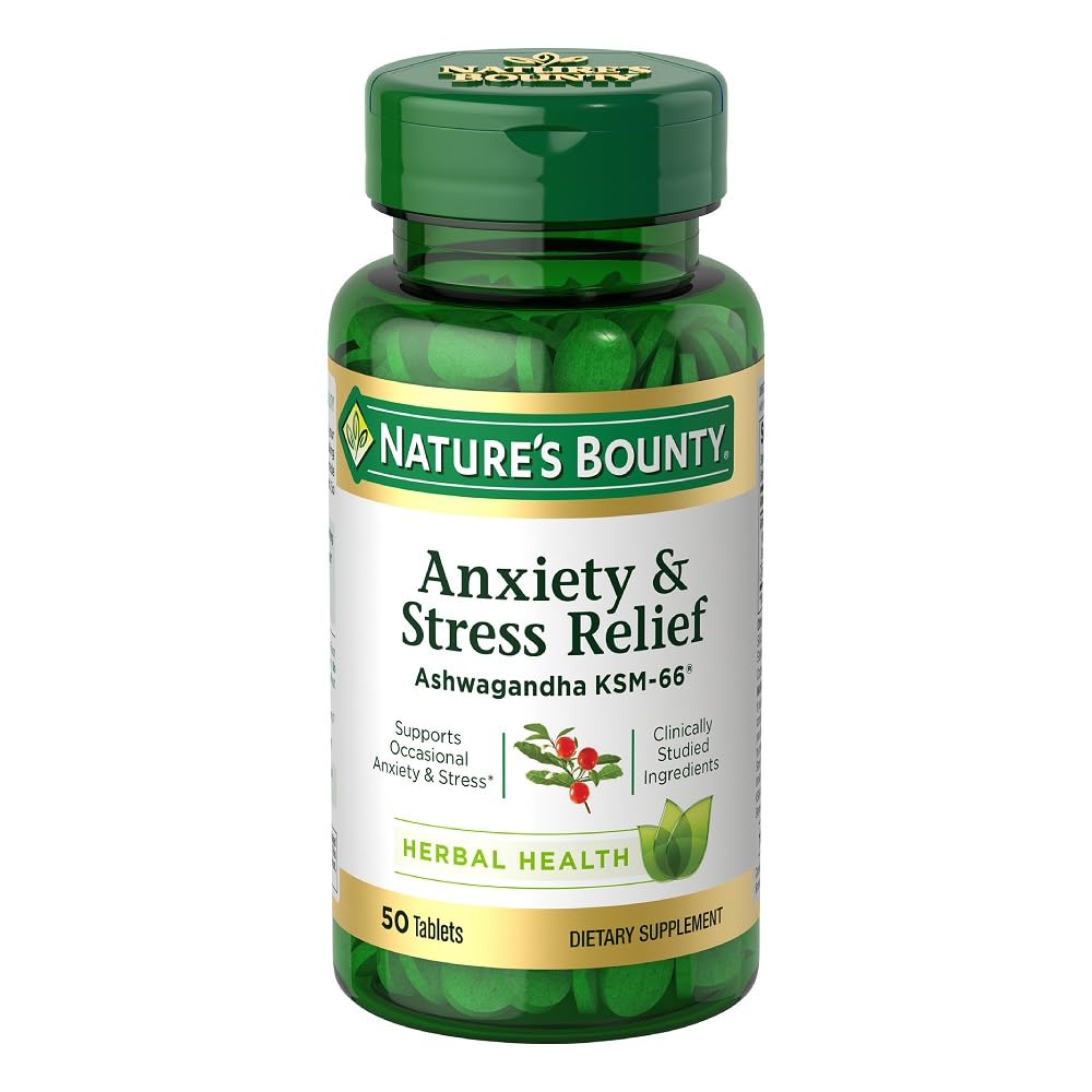 Nature's Bounty Stress Relief Ashwagandha KSM 66 Tablets, Mood Support, 50 Count Nature's Bounty uk supplements