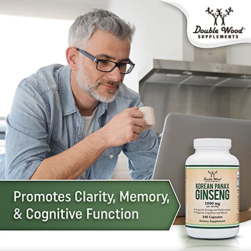Ginseng Capsules (Korean Red Ginseng Extract, Panax Ginseng 10% Ginsenosides) Double Wood Supplements uk supplements