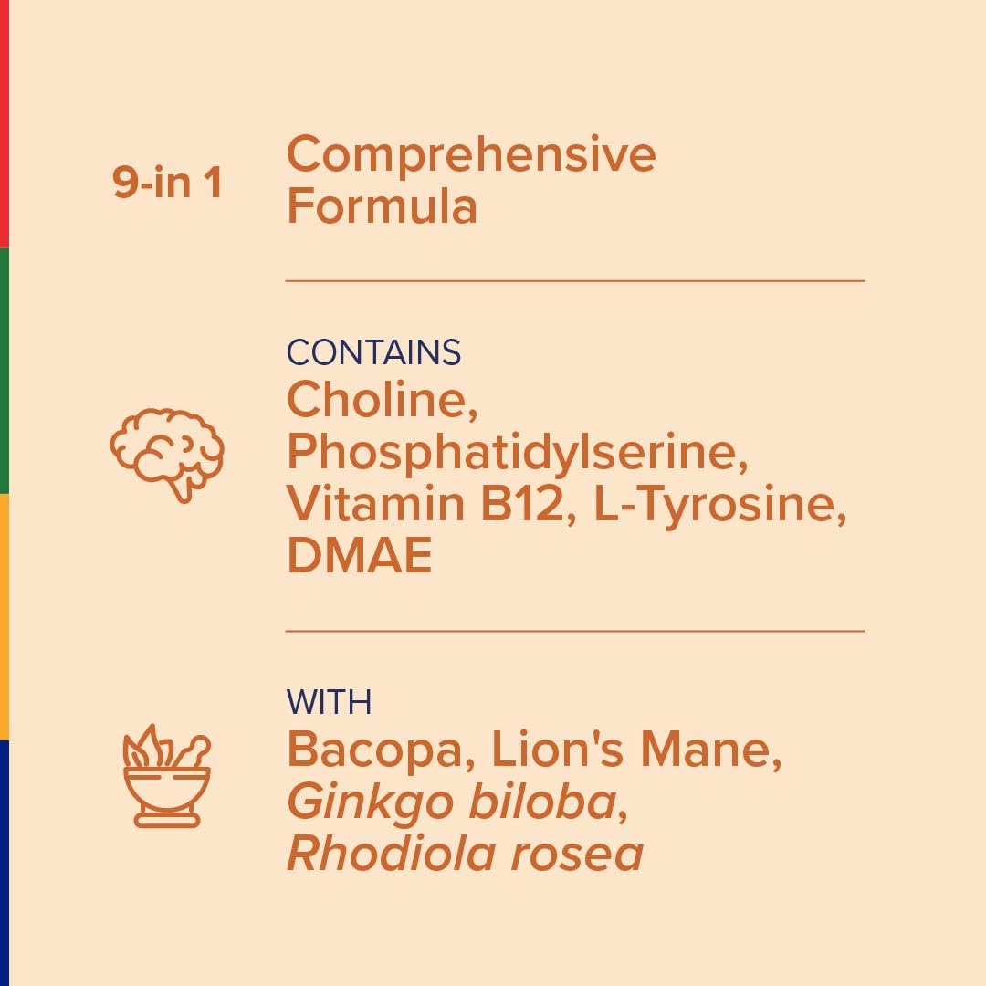 Stop Aging Now - Brain Supplement Complex - with Ginkgo Biloba, Lion's Mane, Bacopa, and DMAE - 60 Vegetarian Capsules - Advanced Blend Stop Aging Now uk supplements