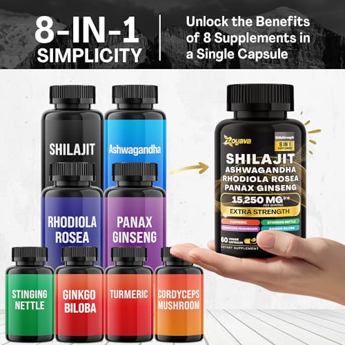 Zoyava Shilajit Pure Himalayan 9000MG,Energy Booster Ashwagandha 2000MG Zoyava uk supplements