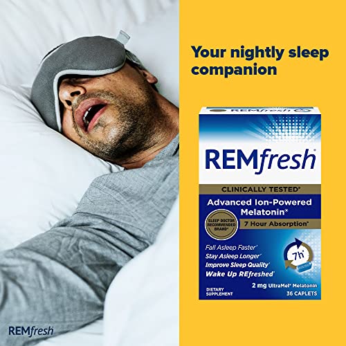 REMfresh 2mg Advanced Melatonin Sleep Aid Supplement (36 Caplets) REMfresh uk supplements