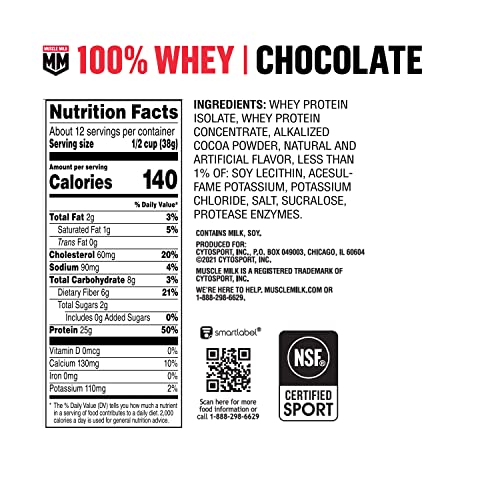 Muscle Milk 100% Whey Protein Powder, Chocolate, 5 Pound, 66 Servings, 25g Protein Muscle Milk uk supplements