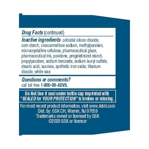 Advil Pain Reliever and Fever Reducer, Ibuprofen 200mg for Pain Relief - 50 Coated Tablets Advil uk supplements