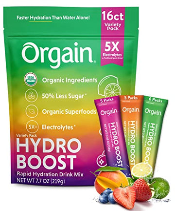 Orgain Organic Hydration Packets, Electrolytes Powder - Variety Pack Hydro Orgain uk supplements