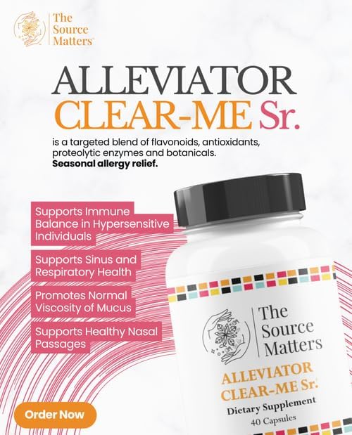 The Source Matters Alleviator Clear-ME SR Seasonal Allergy Relief and Immune Support | Quercetin, Bromelain, Stinging Nettles, NAC, and Vitamin C (40 Capsules) THE SOURCE MATTERS uk supplements