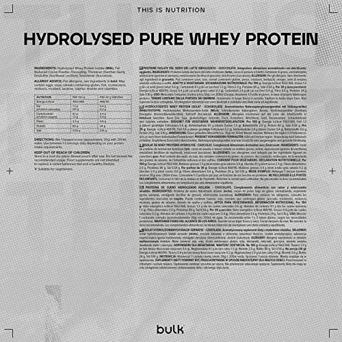 Bulk Hydrolysed Whey Protein Isolate, Protein Shake, Chocolate, 500 g, Packaging May Vary Bulk uk supplements