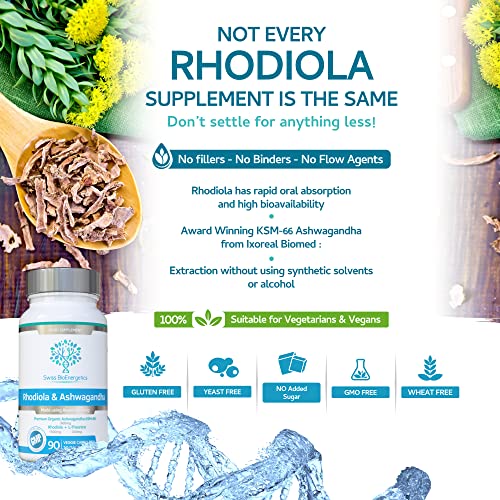 Rhodiola & Ashwagandha with L-Theanine - Award Winning Ashwagandha KSM-66 600mg swiss bioenergetics uk supplements