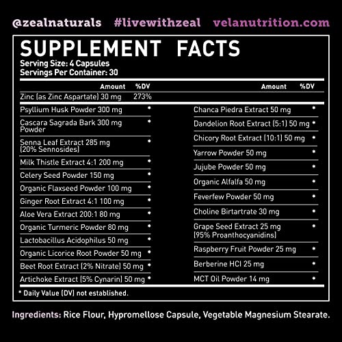 Véla Colon Cleanse & Liver Detox Formula Cleanse - 22 Herbs with Milk Thistle, Turmeric Véla uk supplements